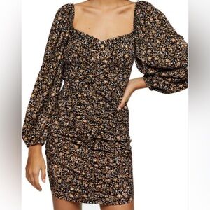 Topshop Ruched Floral Mini Dress